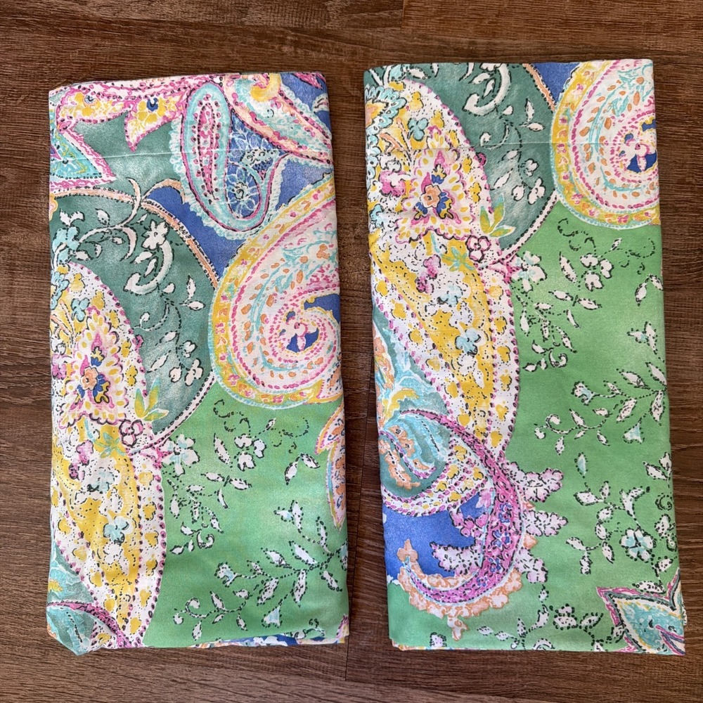 2 RALPH Lauren FLYING POINT *STANDARD Pillow SHAM Paisley BRIGHT